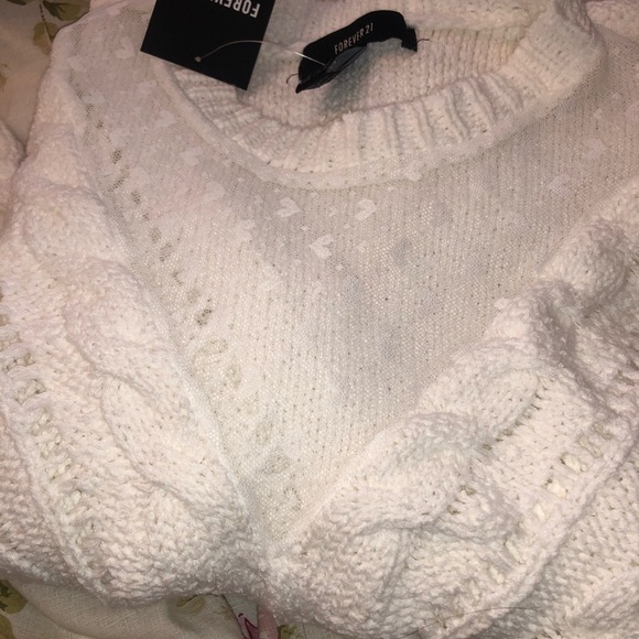 Heart Print Mesh Cable Sweater - Picture 5 of 5